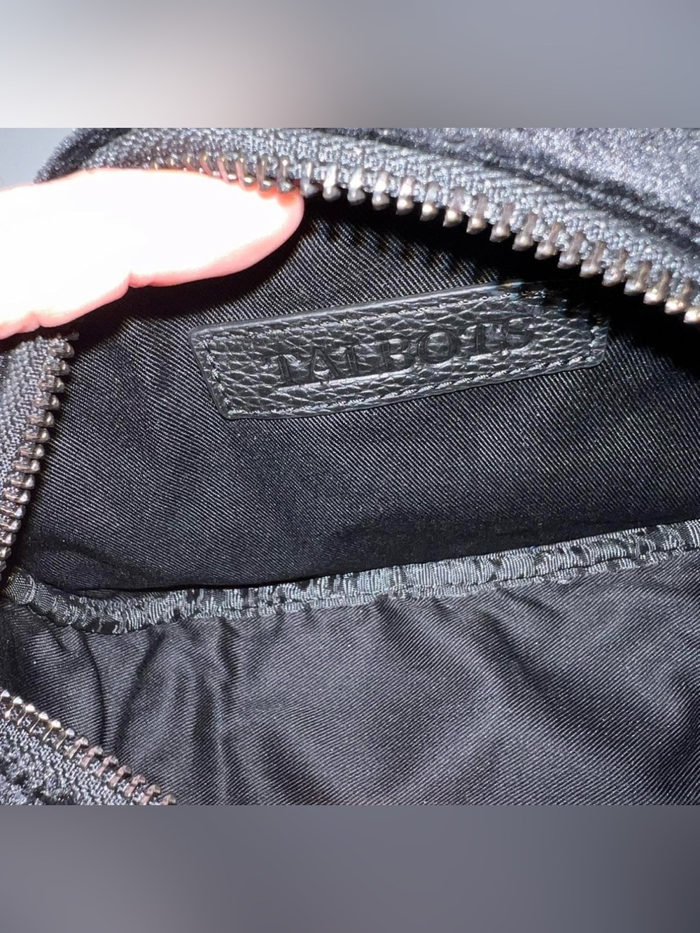 Talbots Quilted Velvet Oval Crossbody Bag - Black - Picture 4 of 8